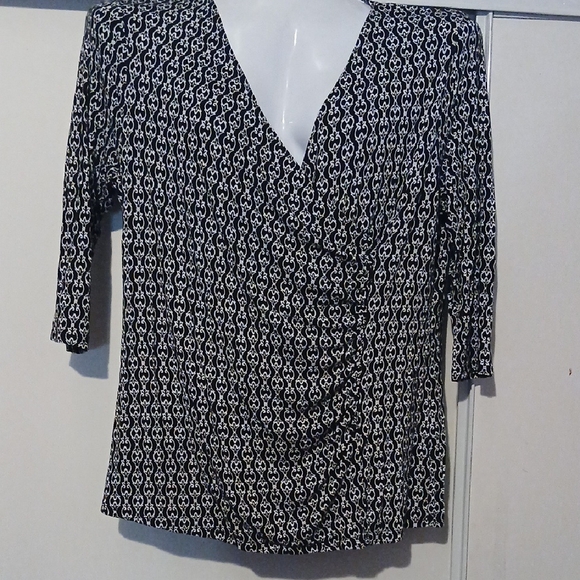 Dana Buchman Tops - Dana Buchman Black and White Patterned Blouse